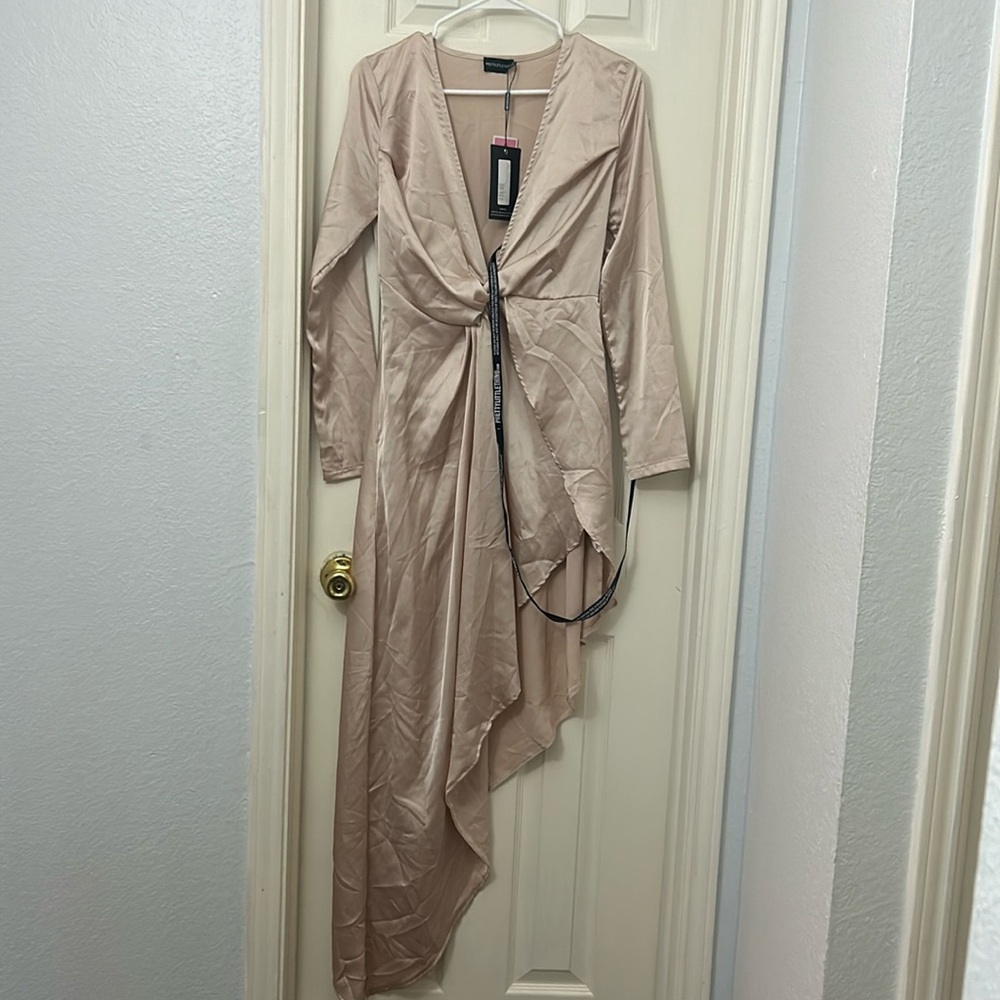 High/low nude dress